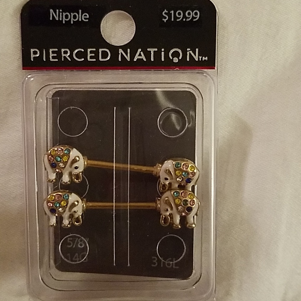 Jeweled Elephant Nipple Rings